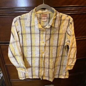 Vintage Intrigue Yellow Striped Women's Embroidered Shirt